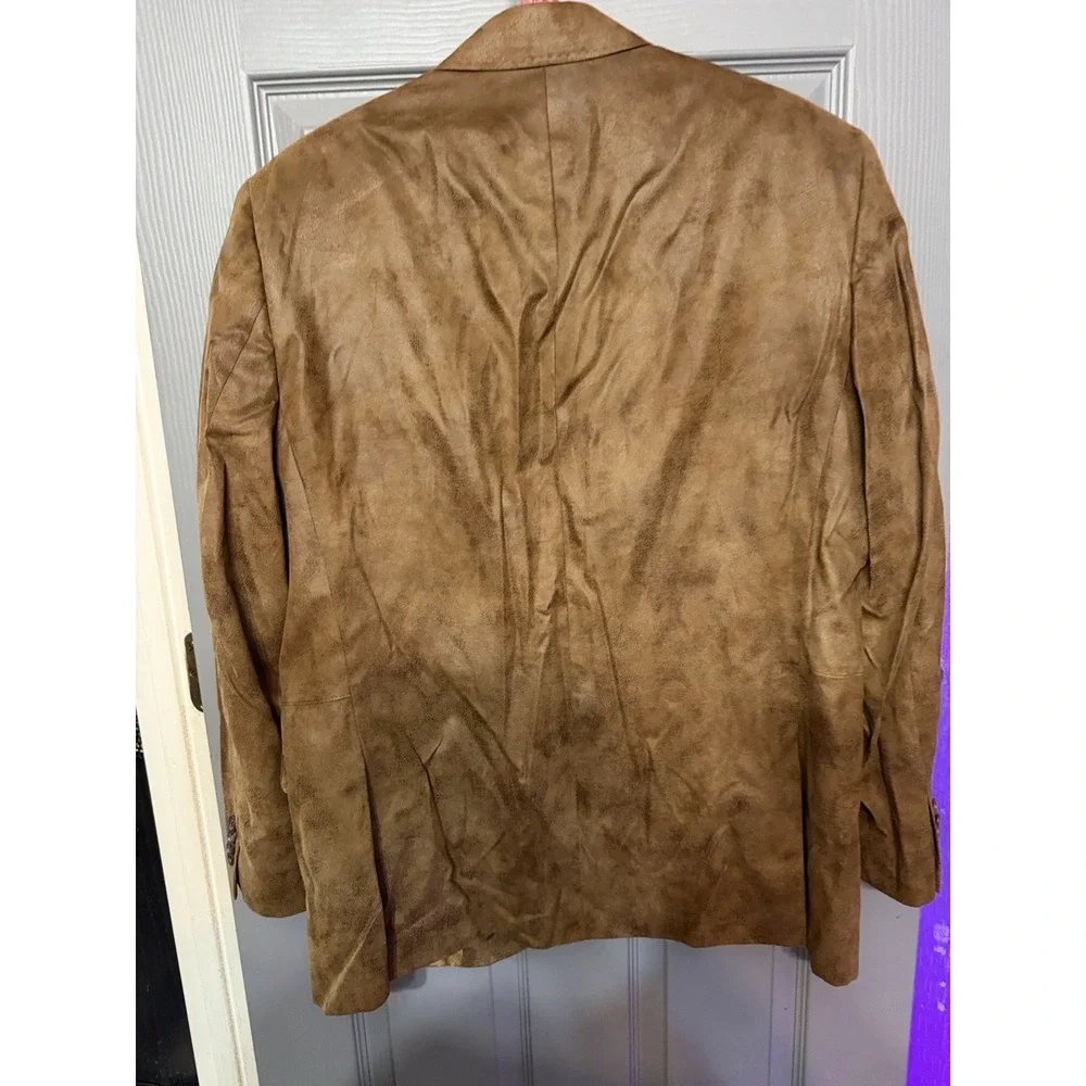 Cremieux Mens Two Button Sport Coat Micro Suede Polyester Brown Size 42R